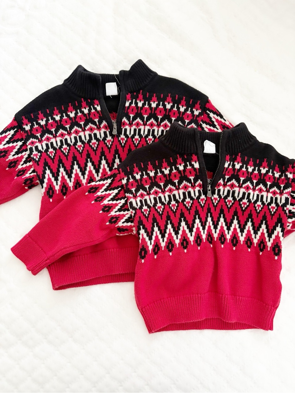 2T + 4T sibling matching brothers matching GAP fair isle quarter zip sweater